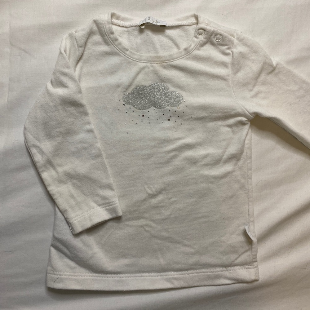 Il gufo long sleeve tshirt with cloud motif and small crystals